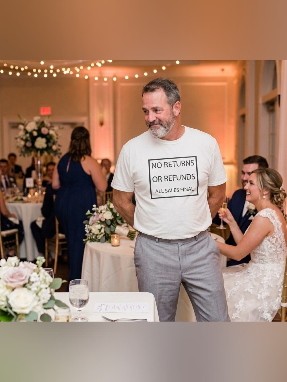 Father Of The Bride White T-shirt Size Xl Xlarge No Returns Wedding Tee Mens Top